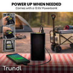 TRUNDL 106L Electric Folding Pull Cart, Powerful Easy Hill Climbing, All-terrain Wheels, Wagon for Beach Camping Shopping, Cream