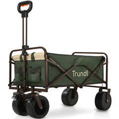 TRUNDL 106L Electric Folding Pull Cart, Powerful Easy Hill Climbing, All-terrain Wheels, Wagon for Beach Camping Shopping, Green