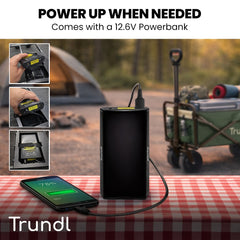 TRUNDL 106L Electric Folding Pull Cart, Powerful Easy Hill Climbing, All-terrain Wheels, Wagon for Beach Camping Shopping, Green
