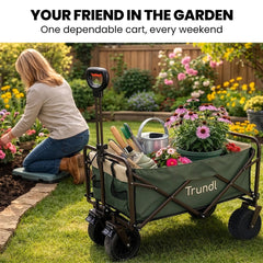 TRUNDL 106L Electric Folding Pull Cart, Powerful Easy Hill Climbing, All-terrain Wheels, Wagon for Beach Camping Shopping, Green