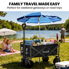 TRUNDL 106L Electric Folding Pull Cart, Powerful Easy Hill Climbing, All-terrain Wheels, Wagon for Beach Camping Shopping, Black