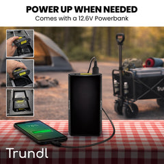 TRUNDL 106L Electric Folding Pull Cart, Powerful Easy Hill Climbing, All-terrain Wheels, Wagon for Beach Camping Shopping, Black
