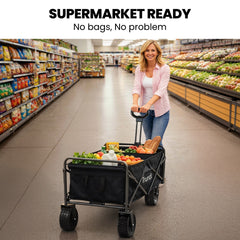 TRUNDL 106L Electric Folding Pull Cart, Powerful Easy Hill Climbing, All-terrain Wheels, Wagon for Beach Camping Shopping, Black