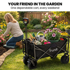 TRUNDL 106L Electric Folding Pull Cart, Powerful Easy Hill Climbing, All-terrain Wheels, Wagon for Beach Camping Shopping, Black