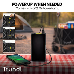 TRUNDL 180L XL Electric Folding Pull Cart, Powerful Easy Hill Climbing, All-terrain Wheels, Wagon for Beach Camping Shopping, Black