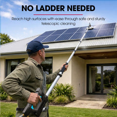 JET-USA 5.5m Telescopic Rotary Surface Cleaner Brush, for Solar Panels, Walls, Windows, M22 Pressure Washer Connection
