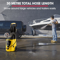 Jet-USA RX550 Electric High Pressure Washer 3500PSI Ultimate Pack, 5 Nozzles, Spin & Wheel Brush, Deck Cleaner, Turbo Head, Angled Lance, 30M Hose Reach
