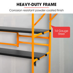 BAUMR-AG Mobile Scaffold Platform, 226kg Load, Steel Frame, Dual Height, Folding for easy Transport and Storage, Locking Castors, Tool Tray