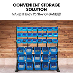 BAUMR-AG 39 Parts Bin Rack Storage System Floor Mount - Blue