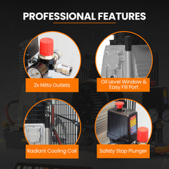 Unimac 70L 2.2kW Commercial Air Compressor, 280L/min 116PSI, Brushless Motor, Certified Tank, Long Service Life