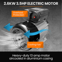 Unimac 100L 2.6kW Industrial Air Compressor, 370L/min 116PSI, Brushless Motor, Long Service Life, Certified Vertical Tank, 15A Plug