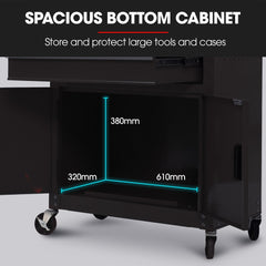 BULLET Pro 8 Drawer Tool Box Chest Cabinet Storage, with 2-Door Toolbox Garage Organiser Set, Black