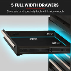 BULLET Pro 16 Drawer Tool Box Cabinet Chest Storage, Toolbox Garage Organiser Set, Black