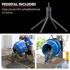 BAUMR-AG 140L Portable Cement Concrete Mixer with Pedestal Stand, 550W Electric Motor, 10 Inch Solid Rubber Wheels