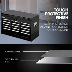 Bullet Pro 9 Drawer Tool Box Chest, Organiser Mechanic Garage Storage Toolbox Set - Black