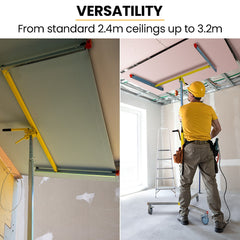 UNIMAC Drywall & Panel Lifter, 1200 x 3600 68kg Max Gyprock Sheet, Galvanised, No-mark Locking Castors