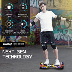 BULLET SX-2000 Hoverboard Scooter, 500W Brushless, Superior Self Balancing System, UL Certified, LED Lights, Hip Hop Design