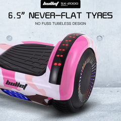 BULLET SX-2000 Hoverboard Scooter, 500W Brushless, Superior Self Balancing System, UL Certified, LED Lights, Pink Camo