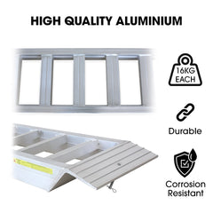 BULLET Pair of 2.3m Aluminium Loading Ramps, 4000kg Total Capacity, Heavy-Duty, Safety Pins, for Car, 4x4, Ride on Mower, ATV, Mini Excavator