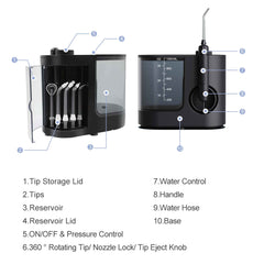 Orku 1000ml Water Flosser Electric Oral Irrigator - Stepless Pressure Black