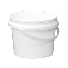 Kitchee Bulk 10x 2L Plastic Buckets + Lids - Empty White With Handle Small Pail