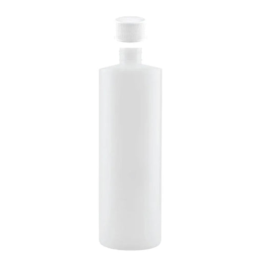 Kitchee 1x 500ml Ntural HDPE Round Bottle + 28/410 Caps - Empty Plastic Food Storage