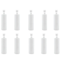 10x 1L Clear HDPE Round Bottle + 28/410 Caps - Empty Plastic Food Storage