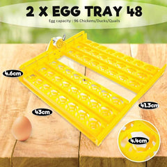 Rooster Farms Electric 96 Egg Incubator + Accessories for Chicken Quail Duck