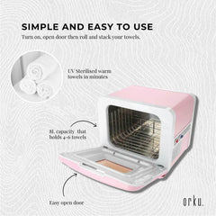 Orku 8L Pink Electric Towel Warmer UV Cabinet Salon Spa Pink