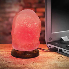 Orku Red USB Himalayan Pink Salt Lamp - Coloured Light Mini Natural Rock Crystal