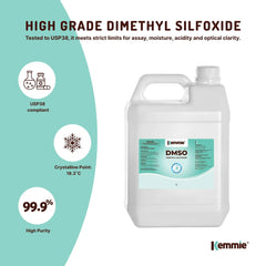 Kemmie 5L DMSO Liquid 99.9% Pure USP Grade Dimethyl Sulfoxide Solvent Bulk