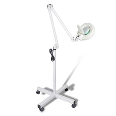Ellie & Ruby 5x Magnifying Floor Lamp - Glass Lens Light and Wheeled Stand White