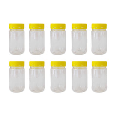 10x 500g Plastic Honey Jars + Lids - Round Clear Food Grade Packaging Containers