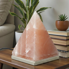 Orku Pyramid Shaped Himalayan Pink Salt Lamp - Hand Carved Night Light