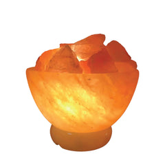 Orku Fire Bowl Himalayan Pink Salt Lamp - Hand Carved Rocks Night Light