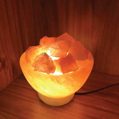 Orku Fire Bowl Himalayan Pink Salt Lamp - Hand Carved Rocks Night Light