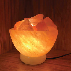 Orku Fire Bowl Himalayan Pink Salt Lamp - Hand Carved Rocks Night Light