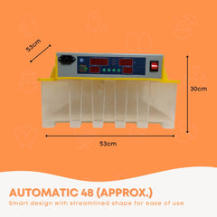 Rooster Farms Electric 48 Egg Incubator + Accessories for Chicken Quail Duck