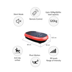 Social Hike 60cm Vibration Plate Machine Full Body Exercise Platform Red