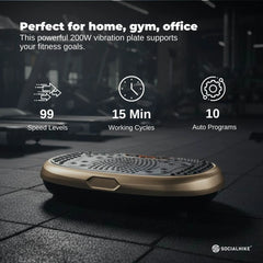 Social Hike 60cm Vibration Plate Machine Full Body Exercise Platform Gold