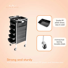 Ellie & Ruby Hairdressing Trolley 5 Drawer Hair Salon Beauty Rolling Cart