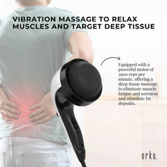 Orku Handheld Body Massager 4 Heads Adjustable Speed 28W Black
