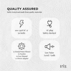 Orku 1000ml Water Flosser Electric Oral Irrigator - Stepless Pressure White