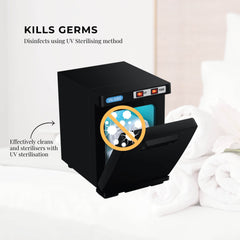 5L Black Electric Hand Towel Warmer Mini UV Steriliser Cabinet Hot Heater Sanitiser