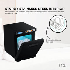 Orku 5L Black Electric Hand Towel Warmer Mini UV Steriliser Cabinet Salon Heater