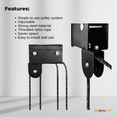 Social Hike Kayak Hoist - 34kg Garage Ceiling Pulley Lift for Kayak Bike Storage