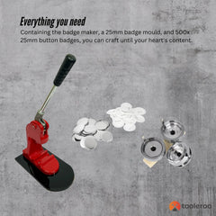 Tooleroo Button Badge Making Set 25mm - Maker + Mould + Badges