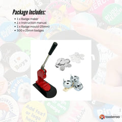 Tooleroo Button Badge Making Set 25mm - Maker + Mould + Badges