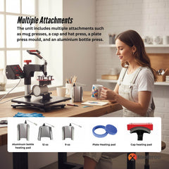 8 in 1 Combo Heat Press - DIY Hobby Craft Logo Transfer HVT Sublimation Printing