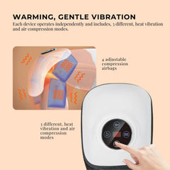 2x Electric Knee Massager - Rechargeable Air Compression Heat Vibration Machine
